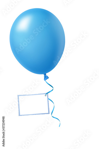 Blauer Luftballon mit Schildchen