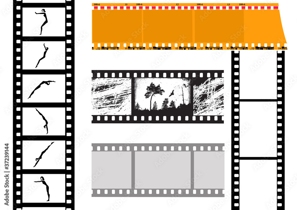 Fototapeta premium set camera film on white background