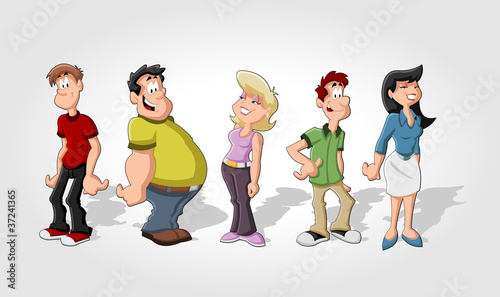 Group of cartoon people. Friends.