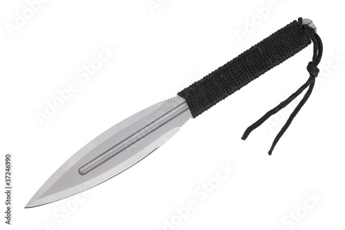 Sharpened metal blade with braided handle photo