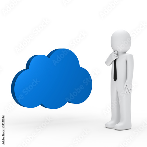 Businessman blue cloud