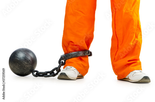 Slika na platnu Convict with handcuffs on white