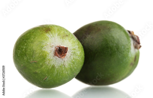 green feijoa fruit, isolated on white