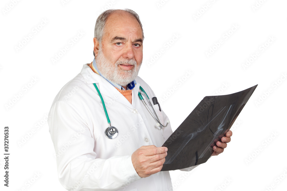 Senior doctor with hoary hair with a radiography Senior doctor with hoary hair with a radiography