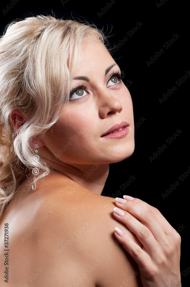 Fototapeta premium Girl on black background