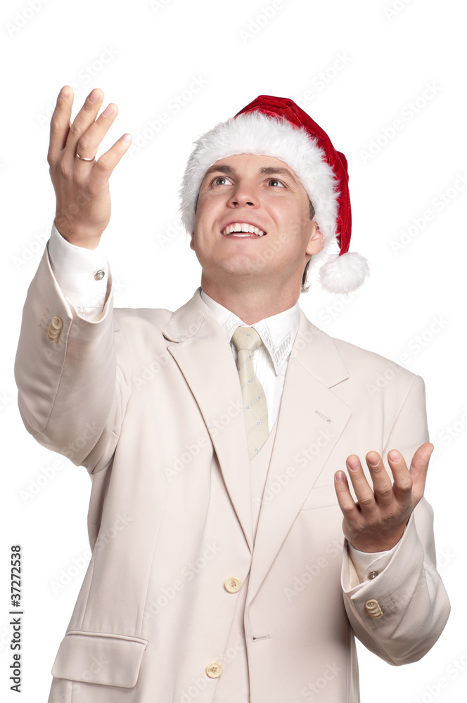 Portrait of man in santa hat