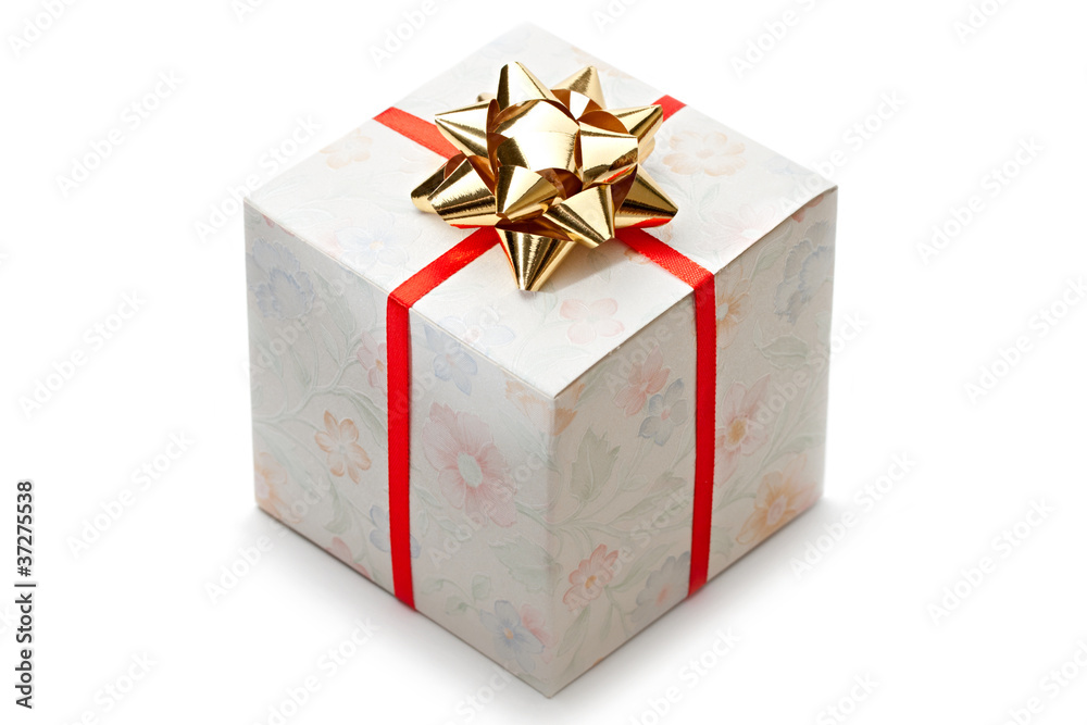 Gift box with bow on a white background Gift box with bow on a white background
