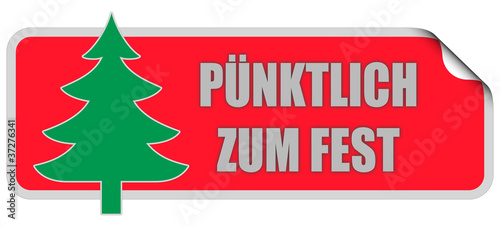 Foto WB-Sticker rot eckig curl oben PÜNKTLICH ZUM FEST