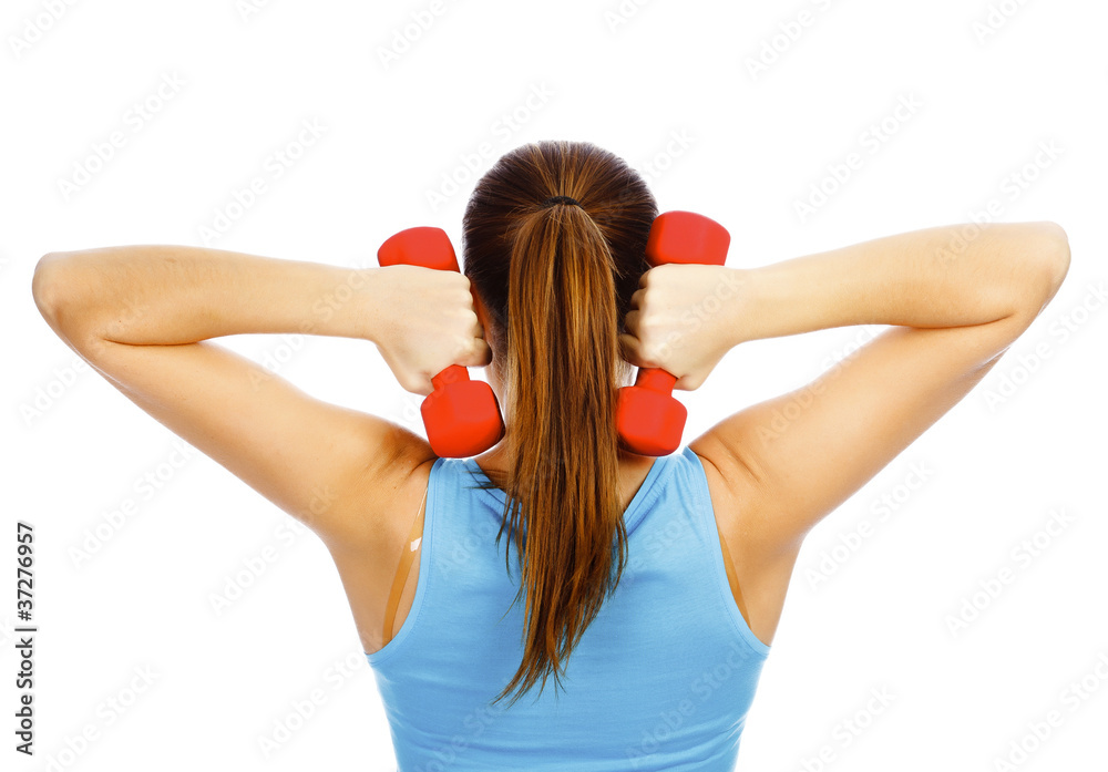 Fototapeta premium Woman with barbells