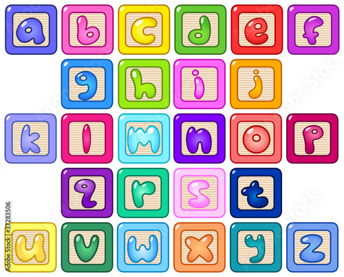 Lower case alphabet blocks