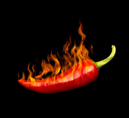 Papier peint photo Piments forts Piment cayenne près du feu  © Vitaly Korovin