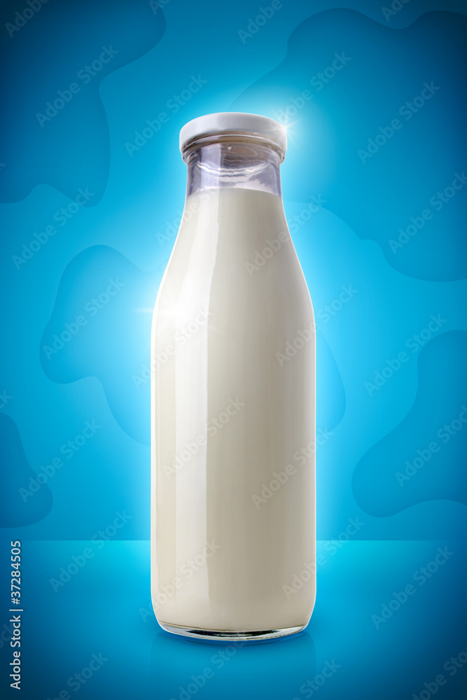 milk-bottle over blue background milk-bottle over blue background