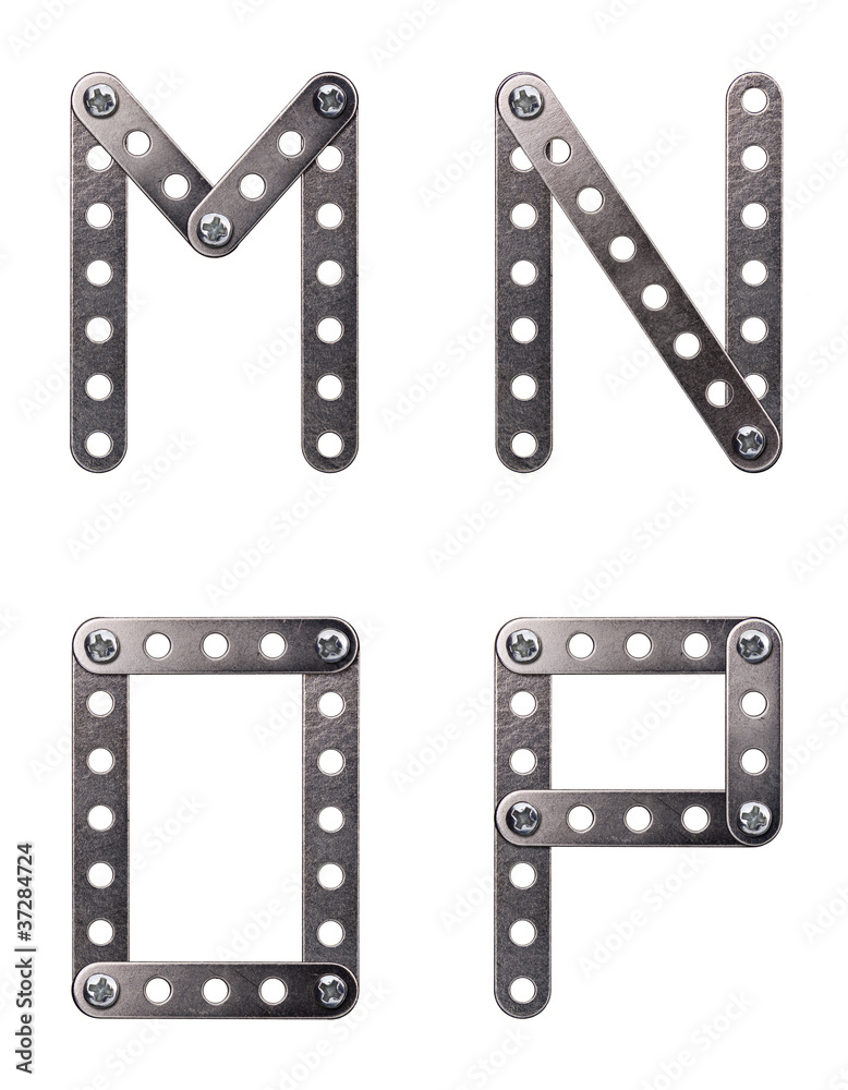 Metal interlocking alphabet letter pieces
