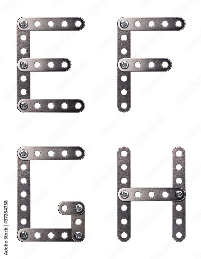 Metal meccano alphabet symbol