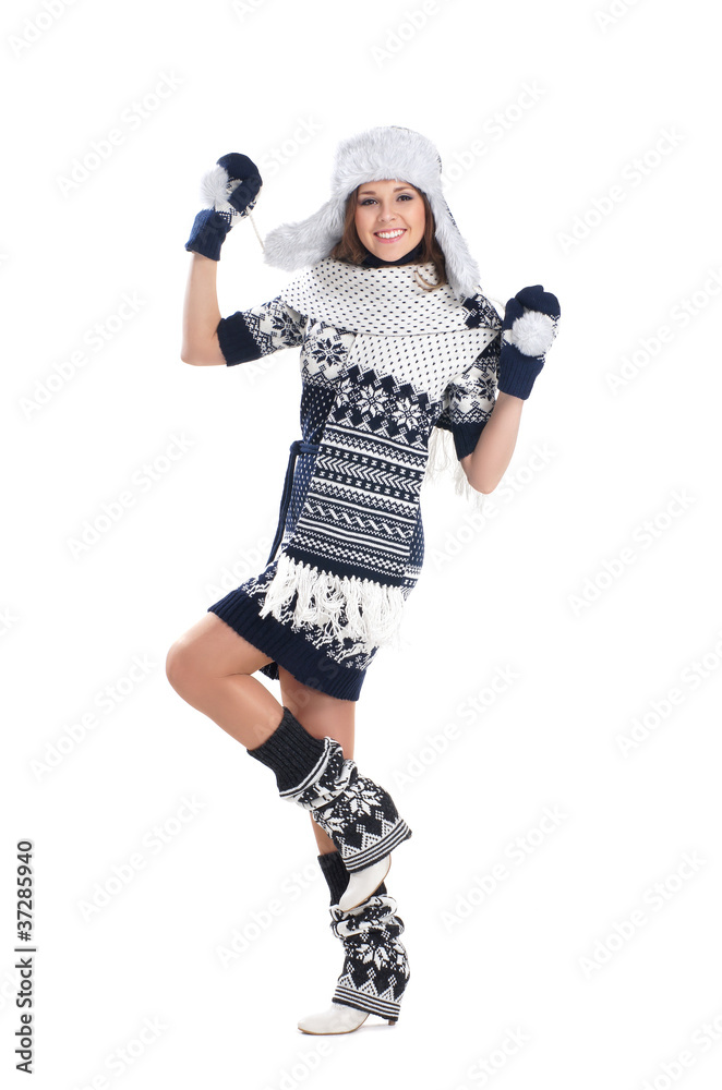 Young attractive girl in scandinavian clothes