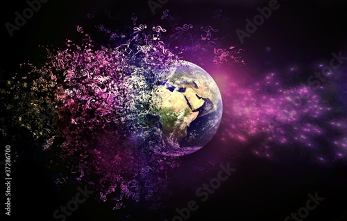Abstract representation of Earth_Musics of the world. photo