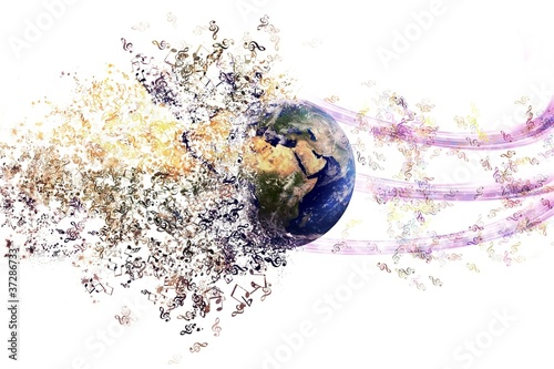 Abstract representation of Earth_Musics of the world. photo