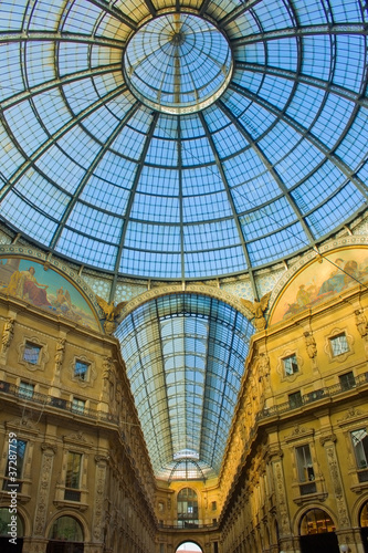 Glass roof of  Galleria Vittorio Emanuele  Milan  Italy