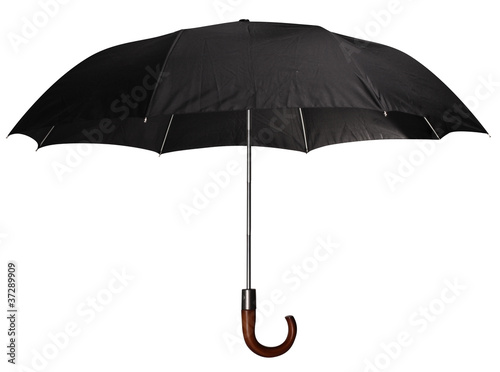 Black classic umbrella with wooden handle.