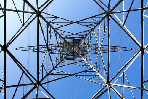 Perspektive eines Hochspannungsmastes