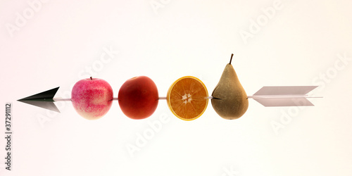 freccia mela pera arancio obiettivo centro photo