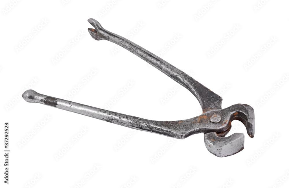 Old rusty pincers, isolated on white background Old rusty pincers, isolated on white background