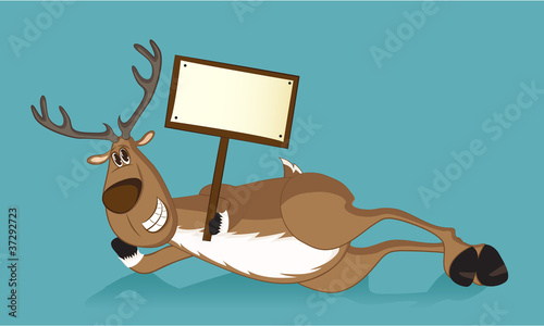 Happy reindeer lying on a side