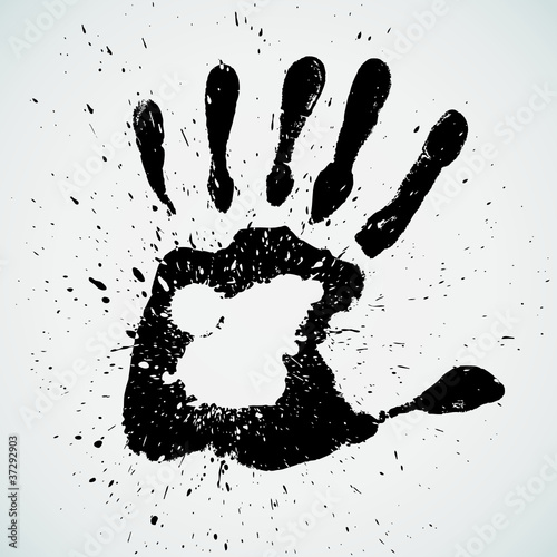 Handprint with six toes, vector illustration