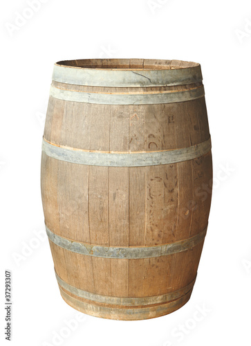 Old wood barrel isolated