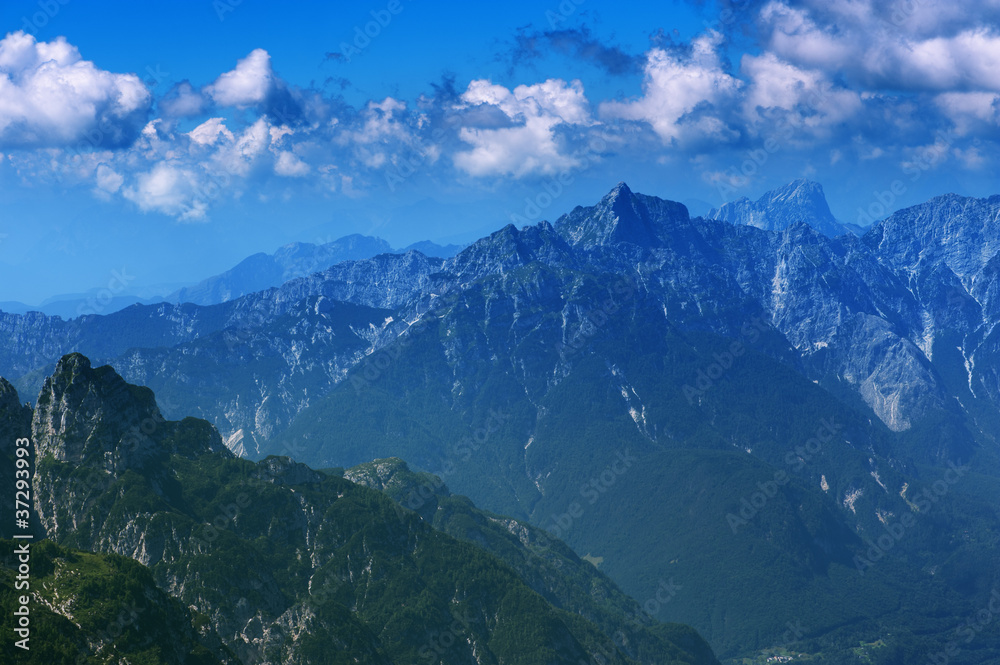 Mountain landscape. Alps of Slovenia viewed from Italian side