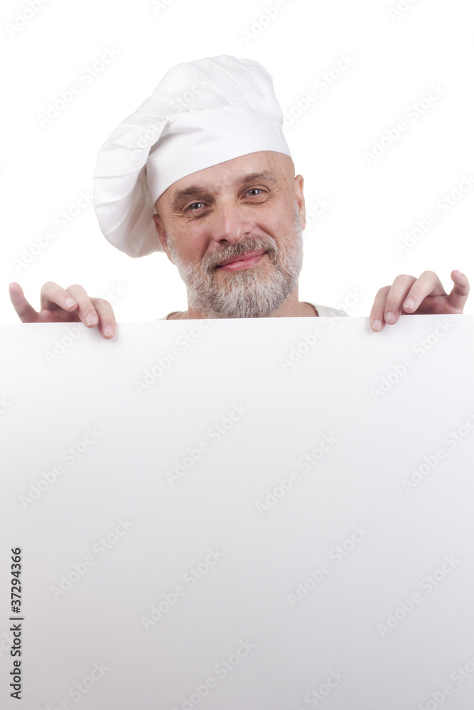 Chef Holding a Sign Chef Holding a Sign