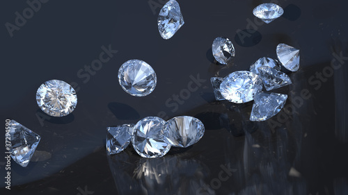 Large group of diamonds rolling over
