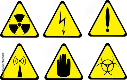 set of six warning icons isolated on white