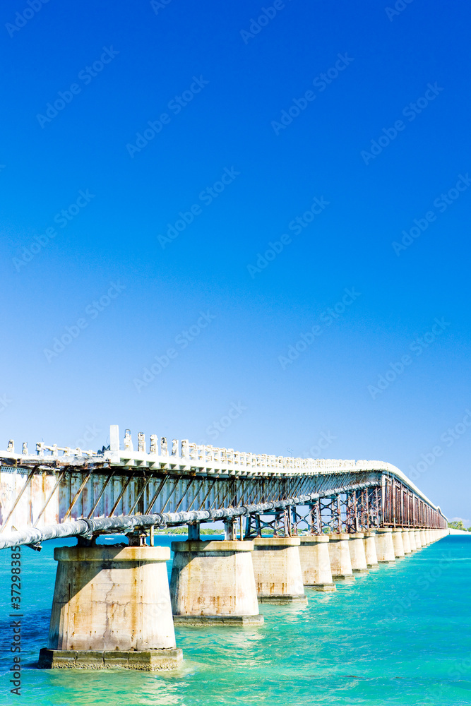 old road bridge connecting Florida Keys, Florida, USA old road bridge connecting Florida Keys, Florida, USA