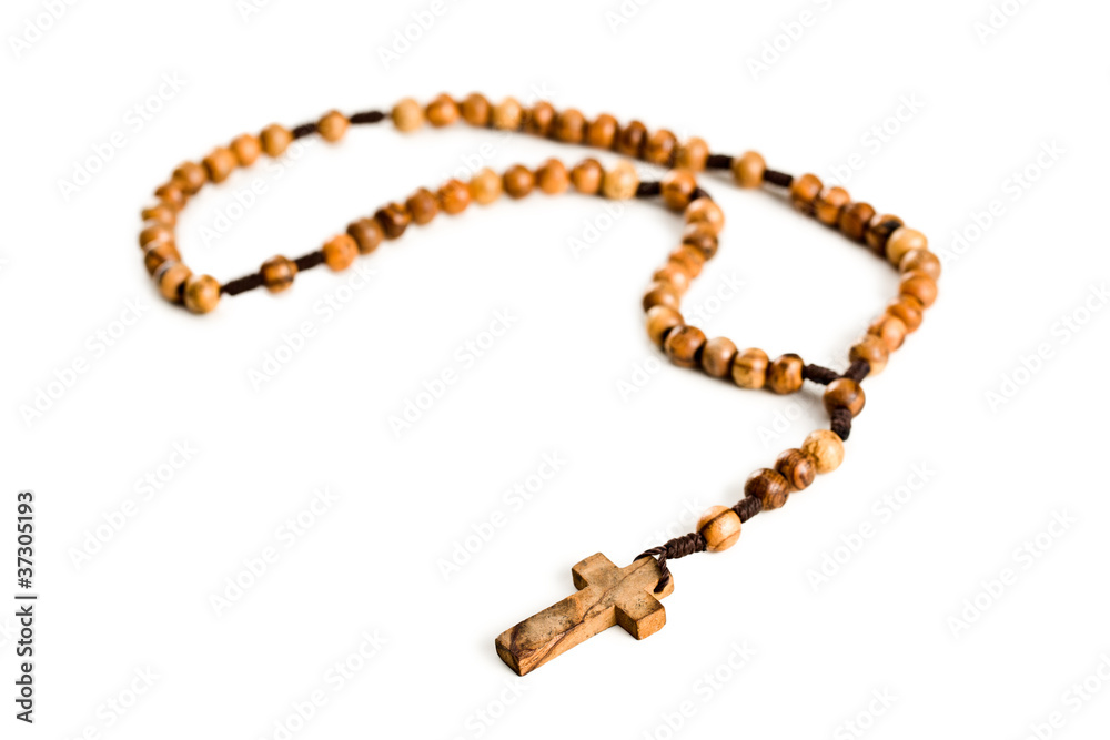 Naklejka premium Wooden rosary beads