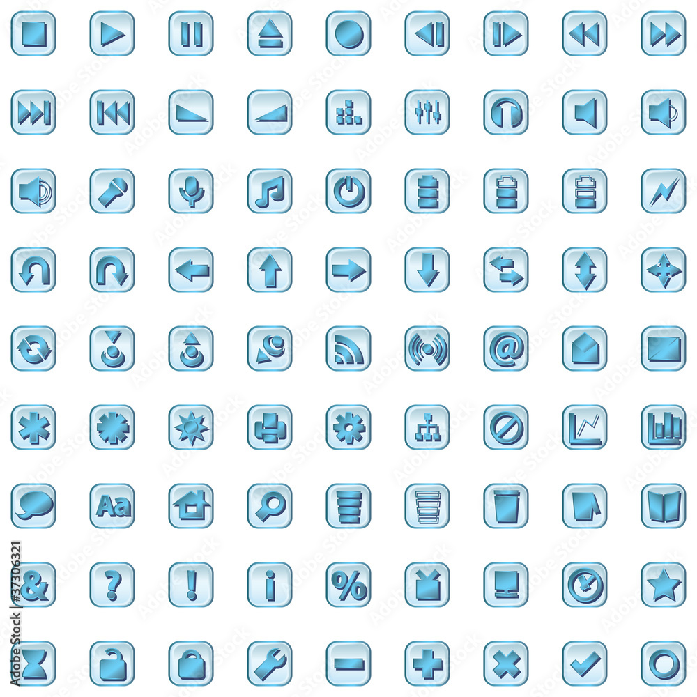 blue icon set isolated on white blue icon set isolated on white