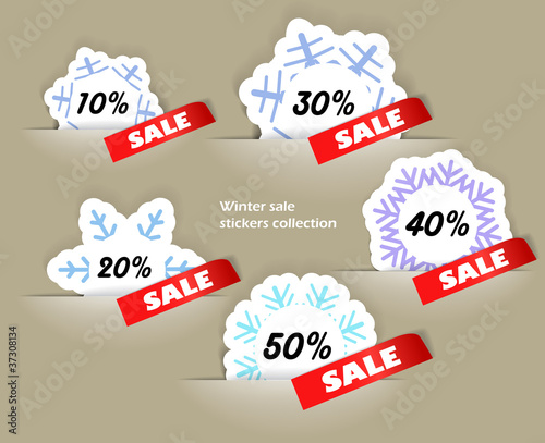 Christmas sale stickers in a pockers collection