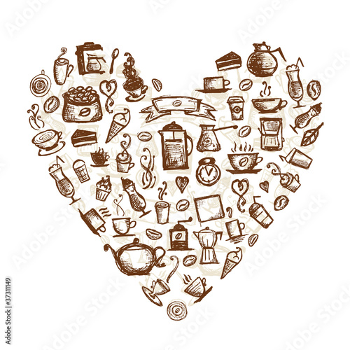 Coffee time, heart shape for your design