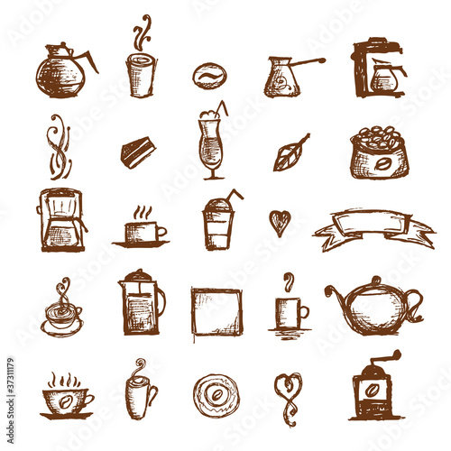 Coffee sketch, design elements