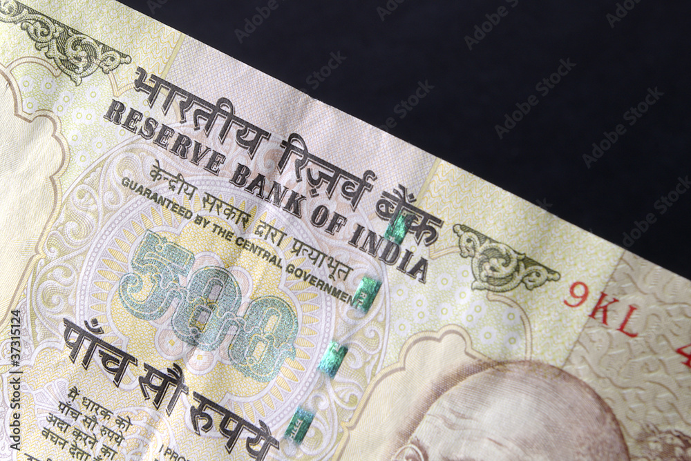Cose-up of an Indian 500 Rupee Note Stock Photo | Adobe Stock