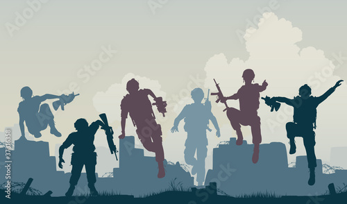 Soldiers advance
