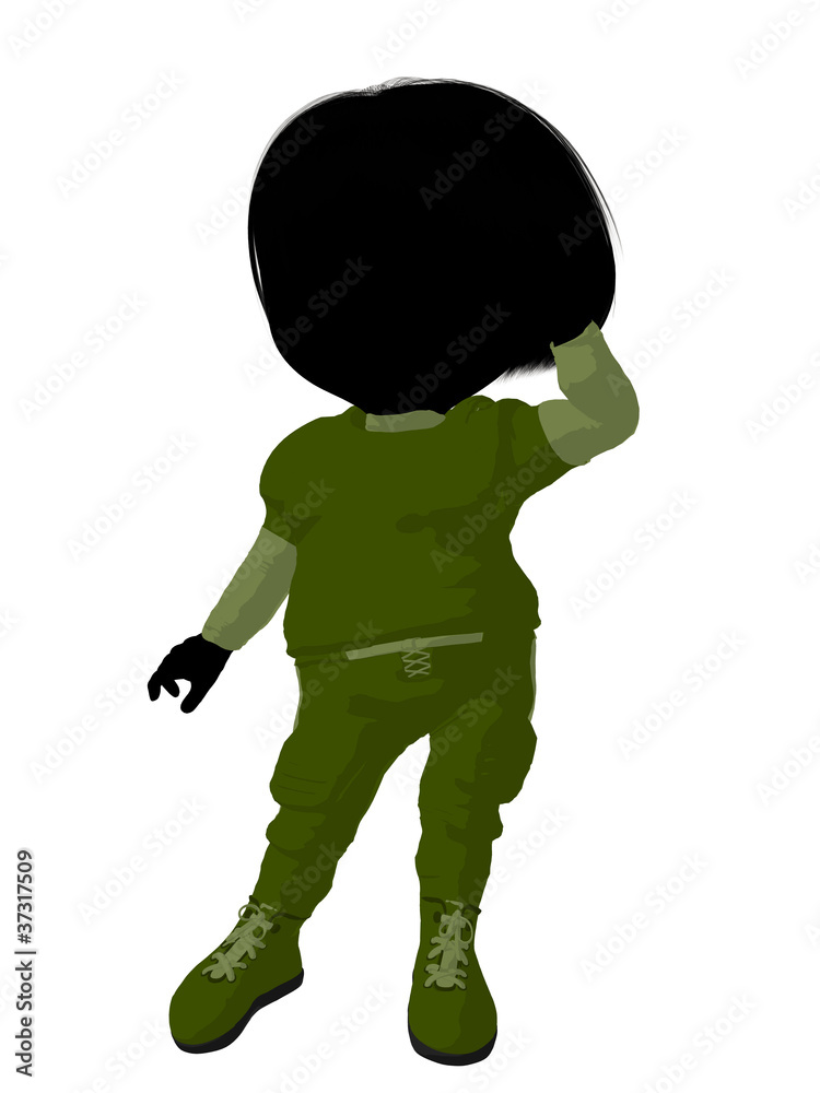 Little Football Girl Illustration Silhouette