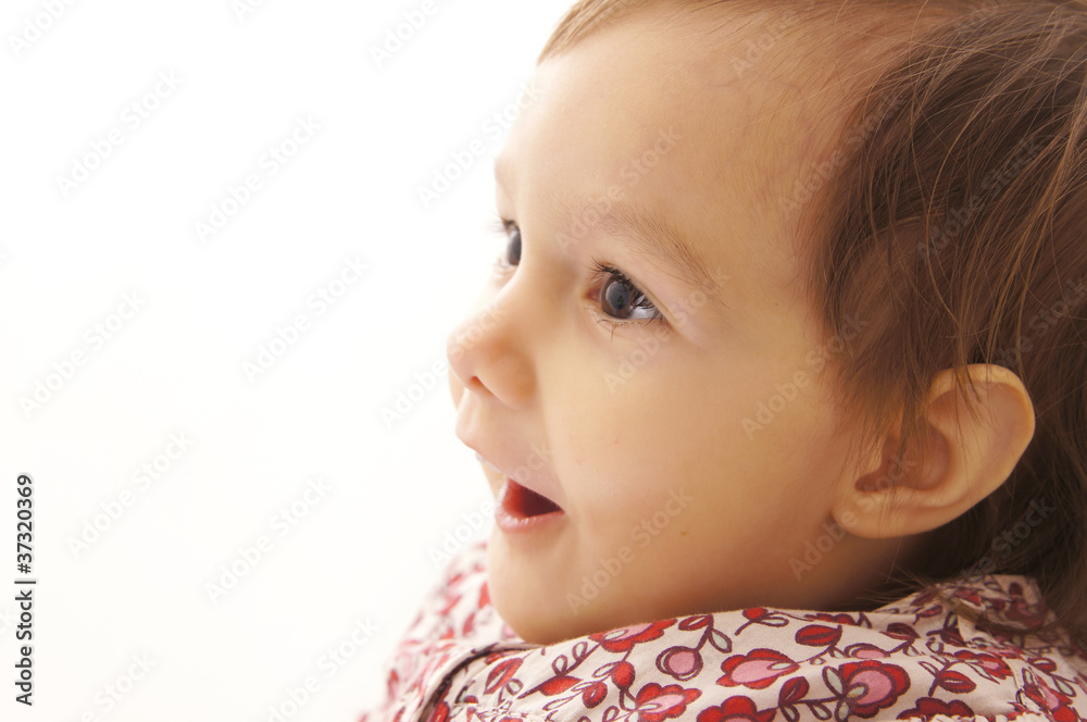 little girl on white