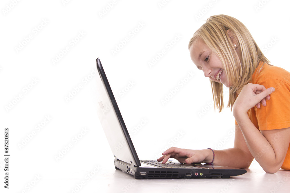 Fototapeta premium girl with computer