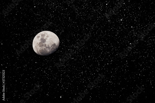 Stars and Moon in the Night Sky, Milky Way Galaxy © EpicStockMedia