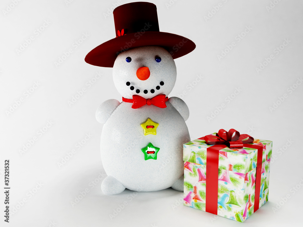 Snowman with a gift Snowman with a gift