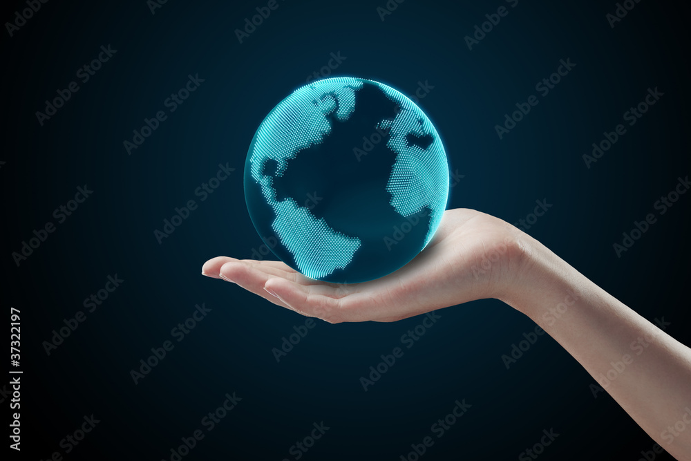 Conceptual symbol of the Earth with human hand. Conceptual symbol of the Earth with human hand.