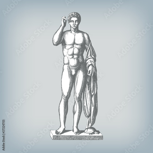 Engraving classical sculpture.