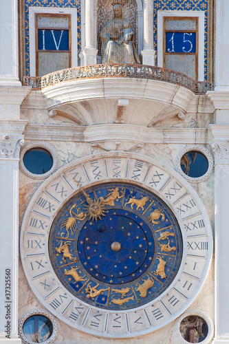 Astronomical clock with statues. Venice, Italy.