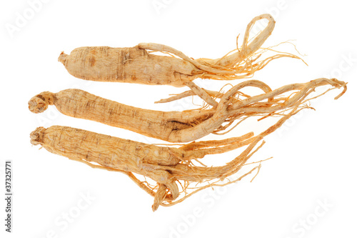 Dried Ginseng Isolated On White Background